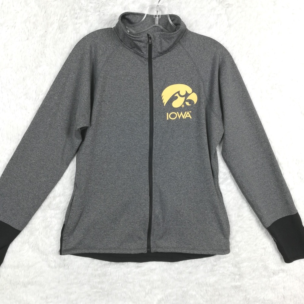 Iowa Hawkeyes Womens Jacket Full Zip Gray Black Rivalry Threads Lightweight L